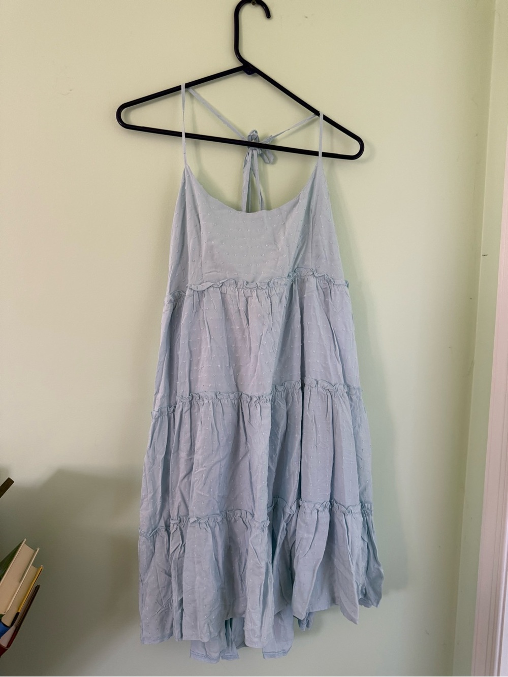 SHEIN Light Blue Tiered Spaghetti Strap Midi Dress